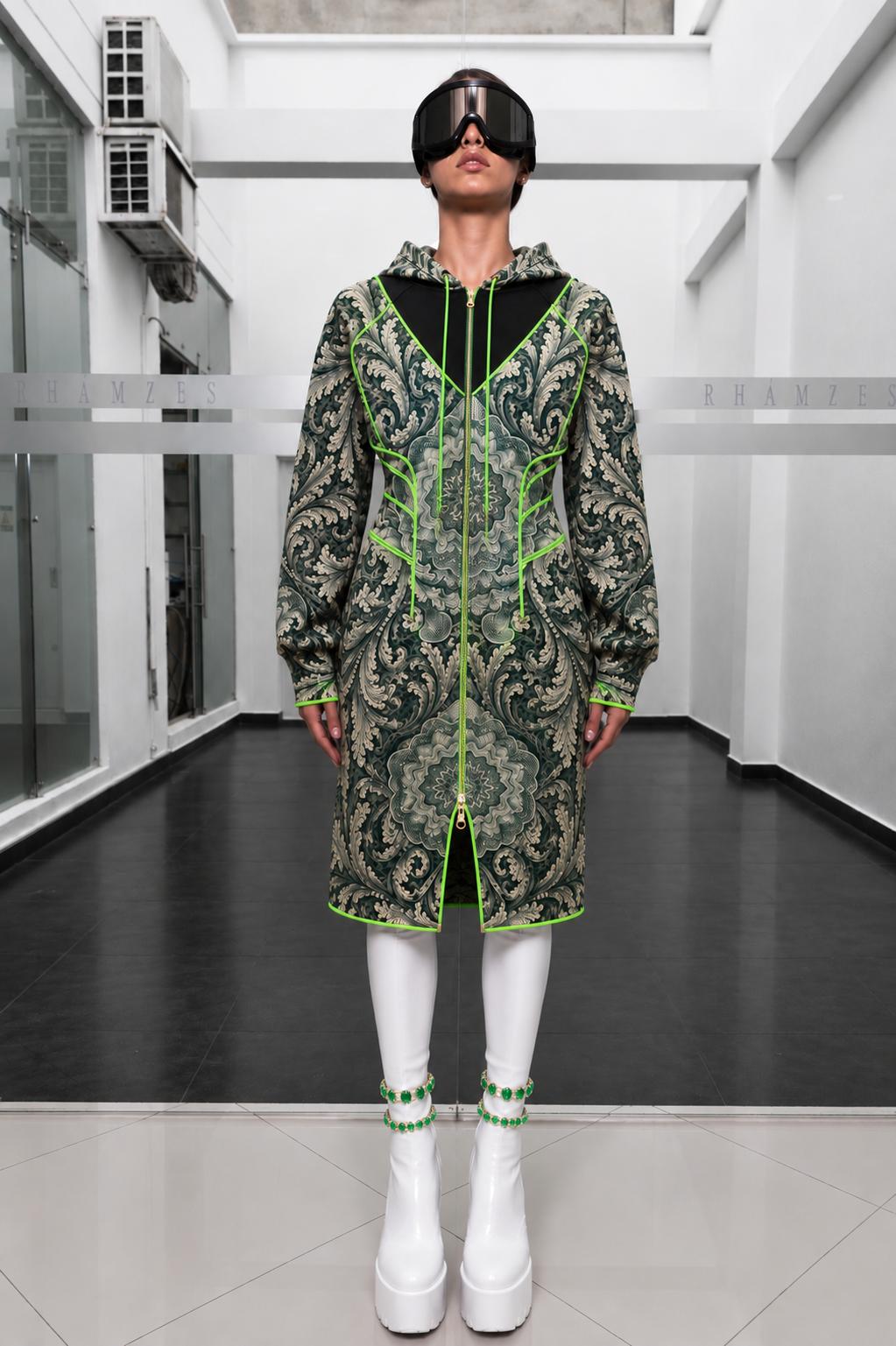 RHAMZES Neon Basilica Trench editorial